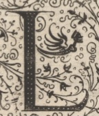 Decorative letter L illustration in vintage manuscript style.
