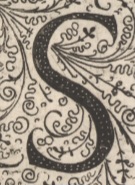 Decorative letter S illustration in vintage manuscript style.