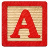 Wooden alphabet block with the letter A